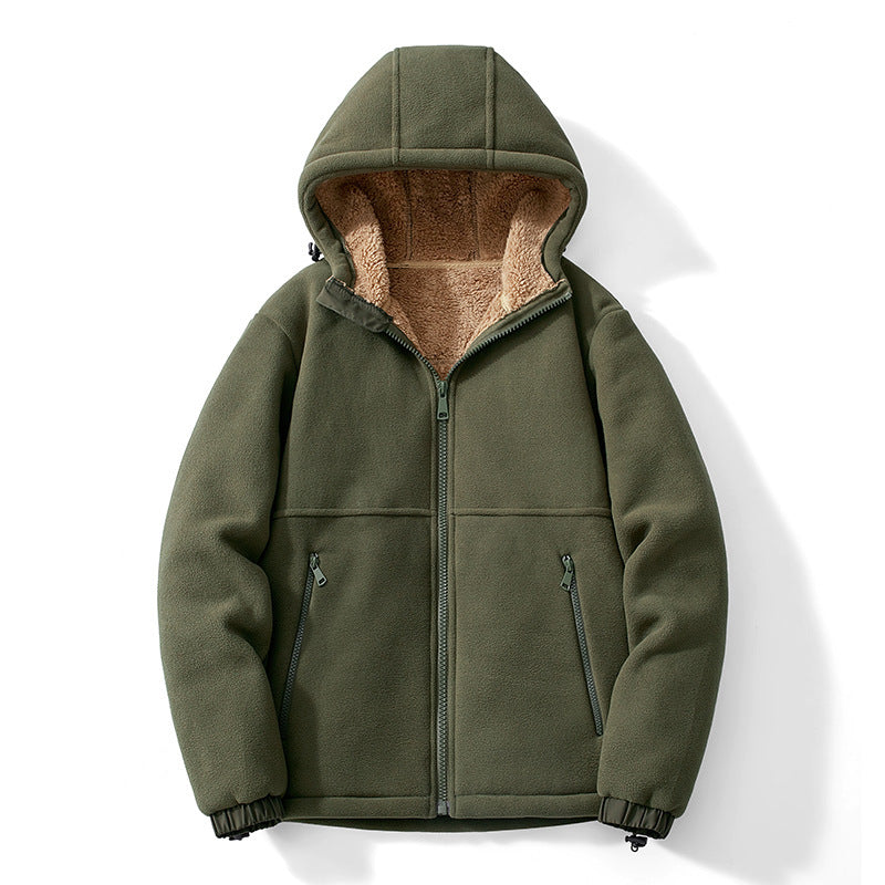 Casual Hooded Lambswool Fleece Lined Padded Warm Keeping Jacket
