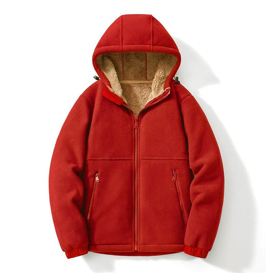 Casual Hooded Lambswool Fleece Lined Padded Warm Keeping Jacket